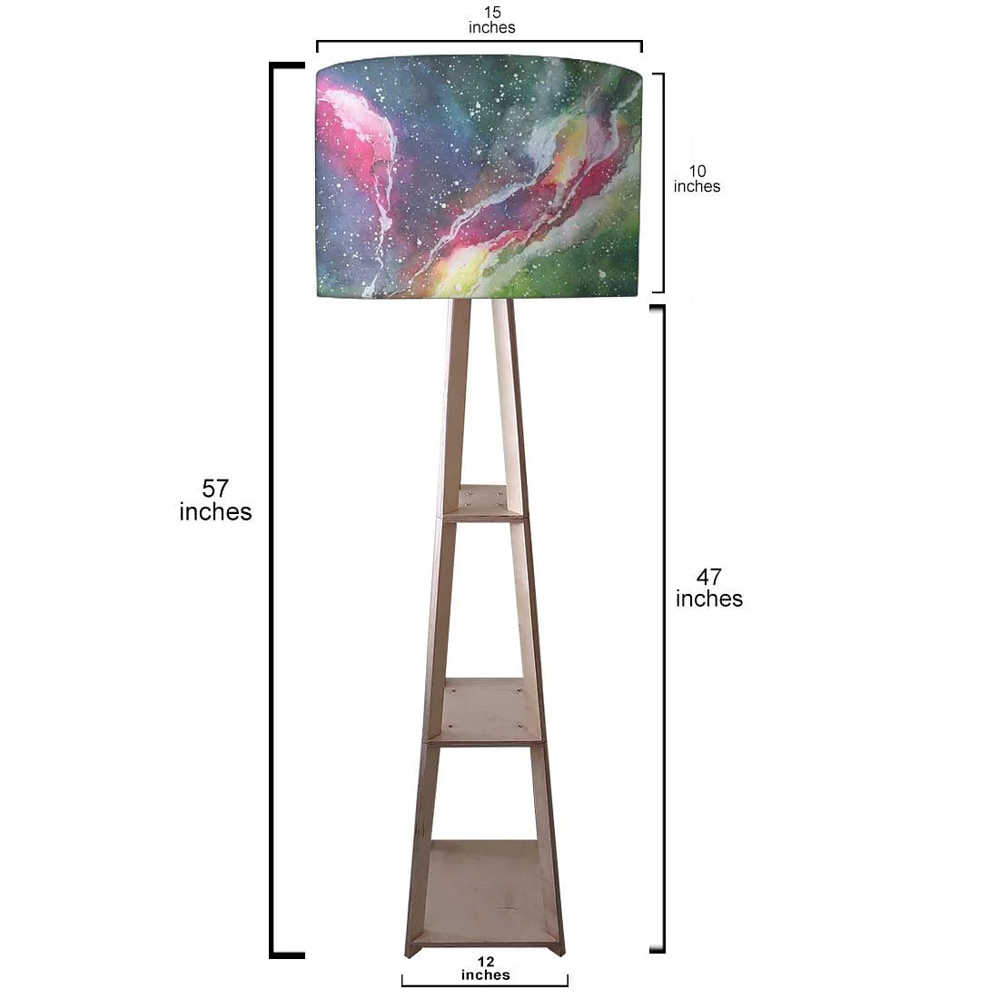 Wooden Tripod Floor Lamp  -   Space Green Watercolor - Image 3