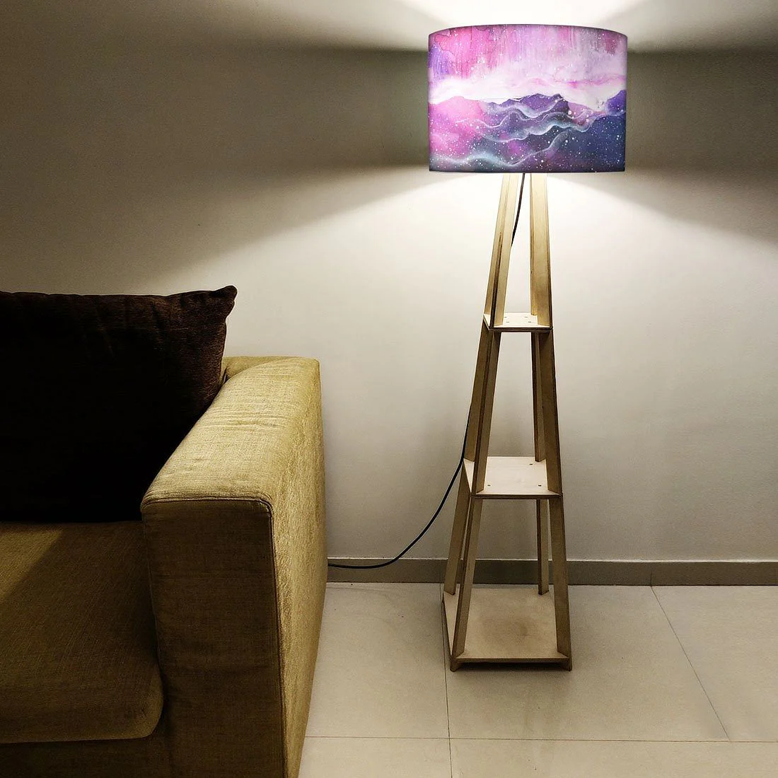 Modern Floor Lamps For Living Room - Pink Multicolor Ink Watercolor - Image 5