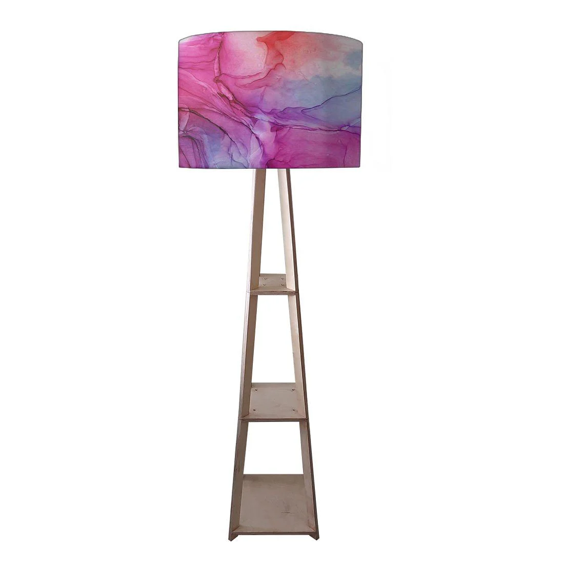 Wooden Corner Lamps with Shelves for Bedroom - Watercolor