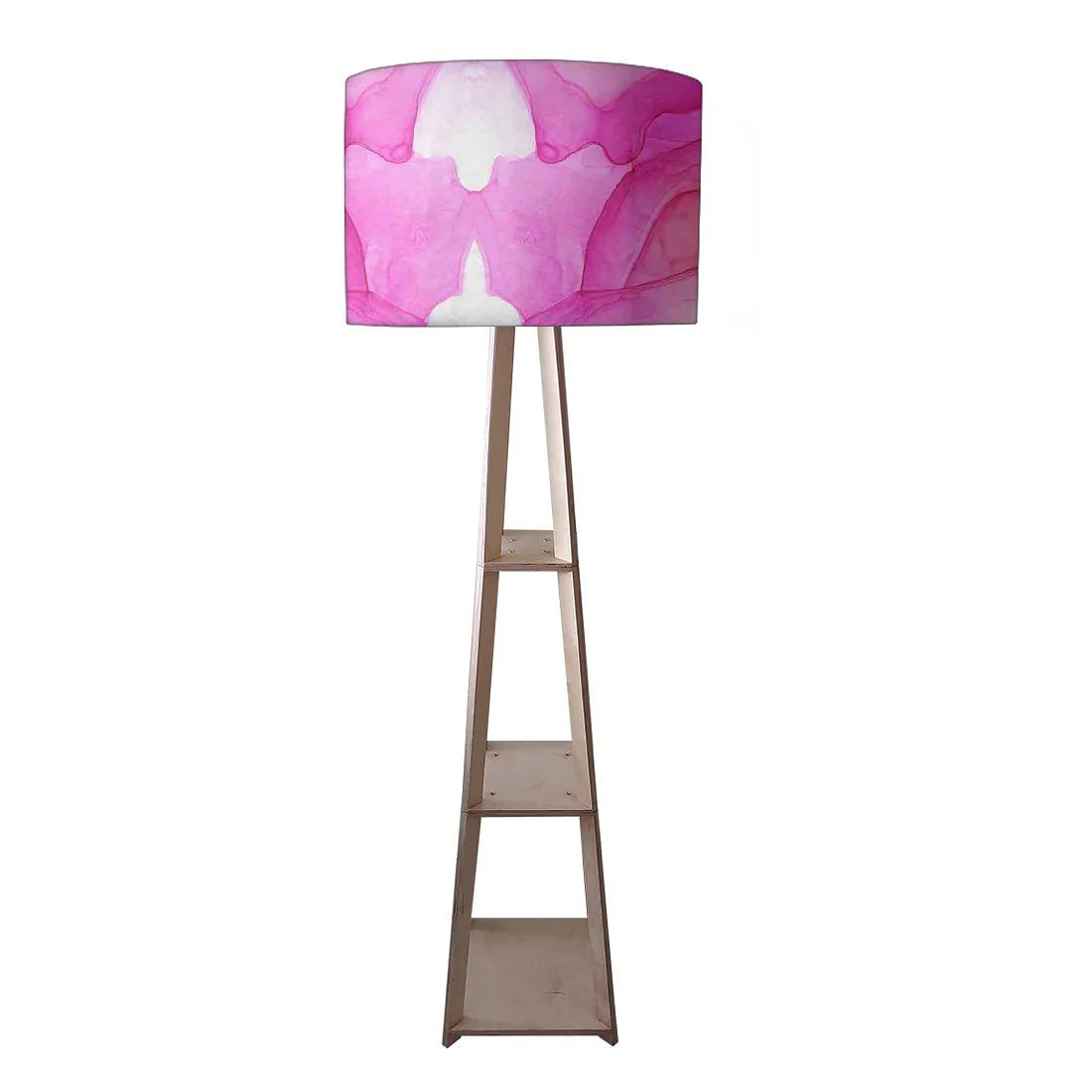 Floor Lamp with Shelves - Purple Pink Multicolor Ink Watercolor