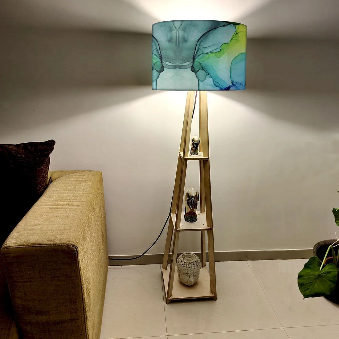 Floor Lamps For Living Room  -   Pink Orange Ink Watercolor - Image 2