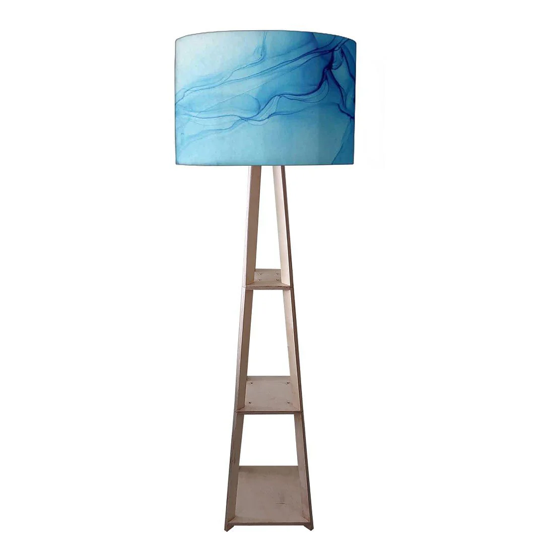 Standing Wooden Tripod Light - Purple Ink Watercolor