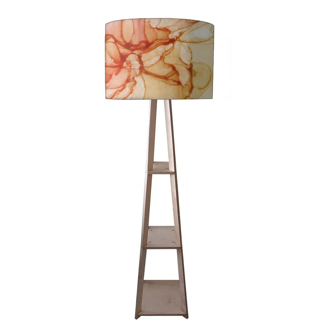 Tall Wooden Standing Lamps - Purple Multicolor Ink Watercolor