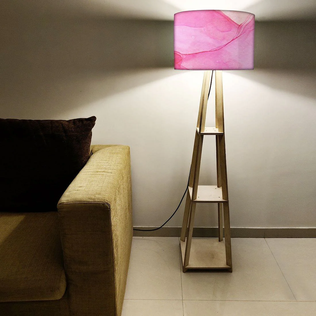 Tripod Floor Lamp - Dark Purple Ink Watercolor - Image 5
