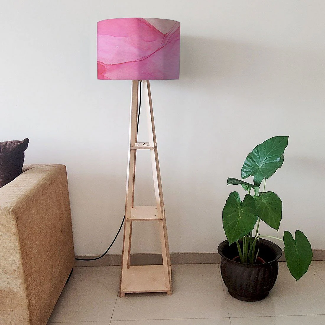 Tripod Floor Lamp - Dark Purple Ink Watercolor - Image 6