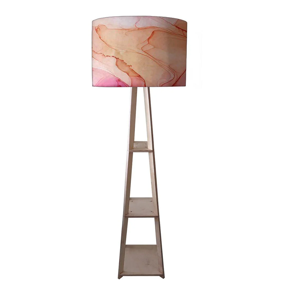 Shelf Tripod Floor Lamp - Green Purple Ink Watercolor