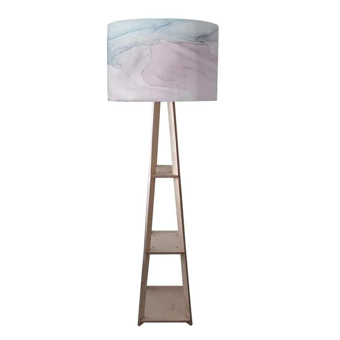 Standing Wooden Tripod Light - Red Pink Ink Watercolor