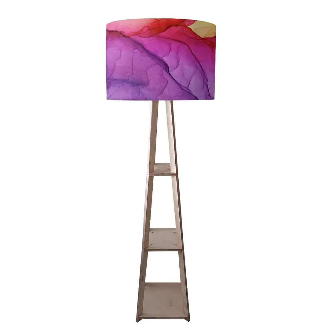 Wooden Tripod Floor Lamp - Yellow Ink Watercolor