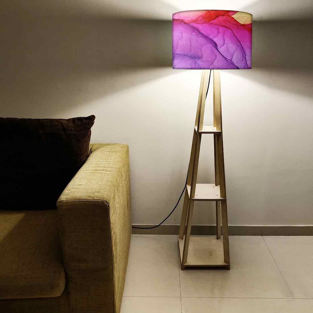 Wooden Tripod Floor Lamp - Yellow Ink Watercolor - Image 5