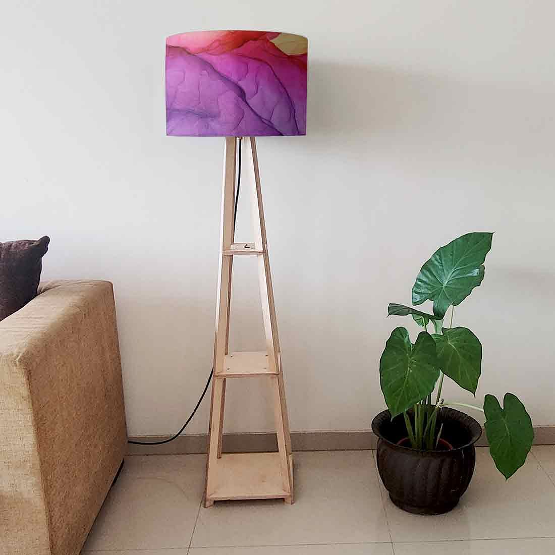 Wooden Tripod Floor Lamp - Yellow Ink Watercolor - Image 6