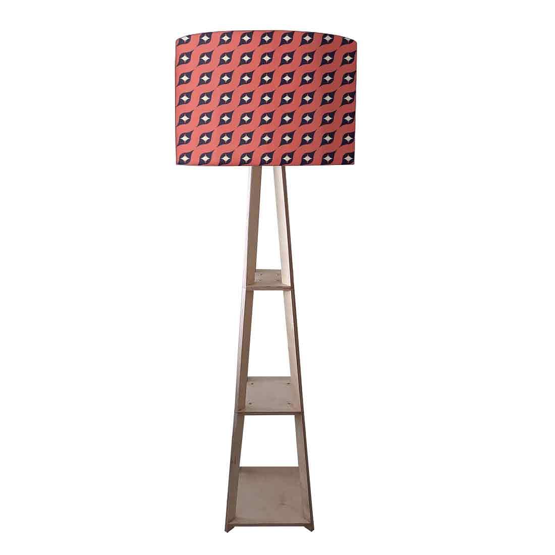 Tall Wooden Standing Lamps - Retro Pattern