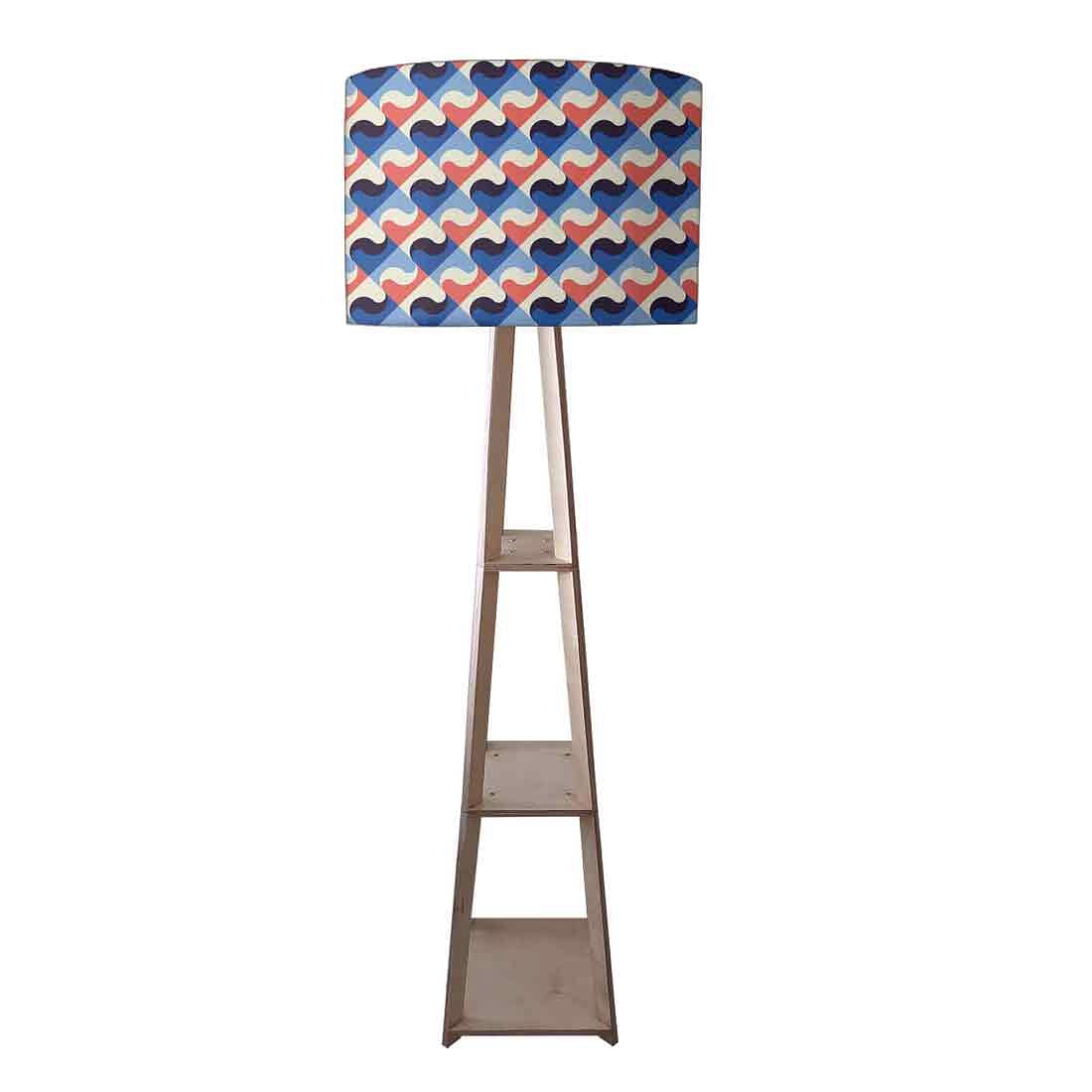 Wooden Corner Lamps with Shelves - Retro Circle Pattern