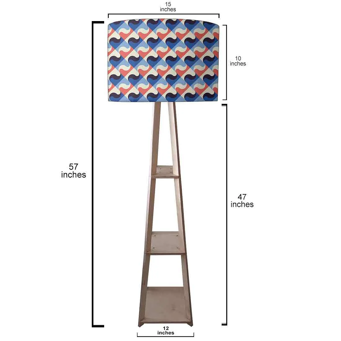 Wooden Corner Lamps with Shelves - Retro Circle Pattern - Image 3