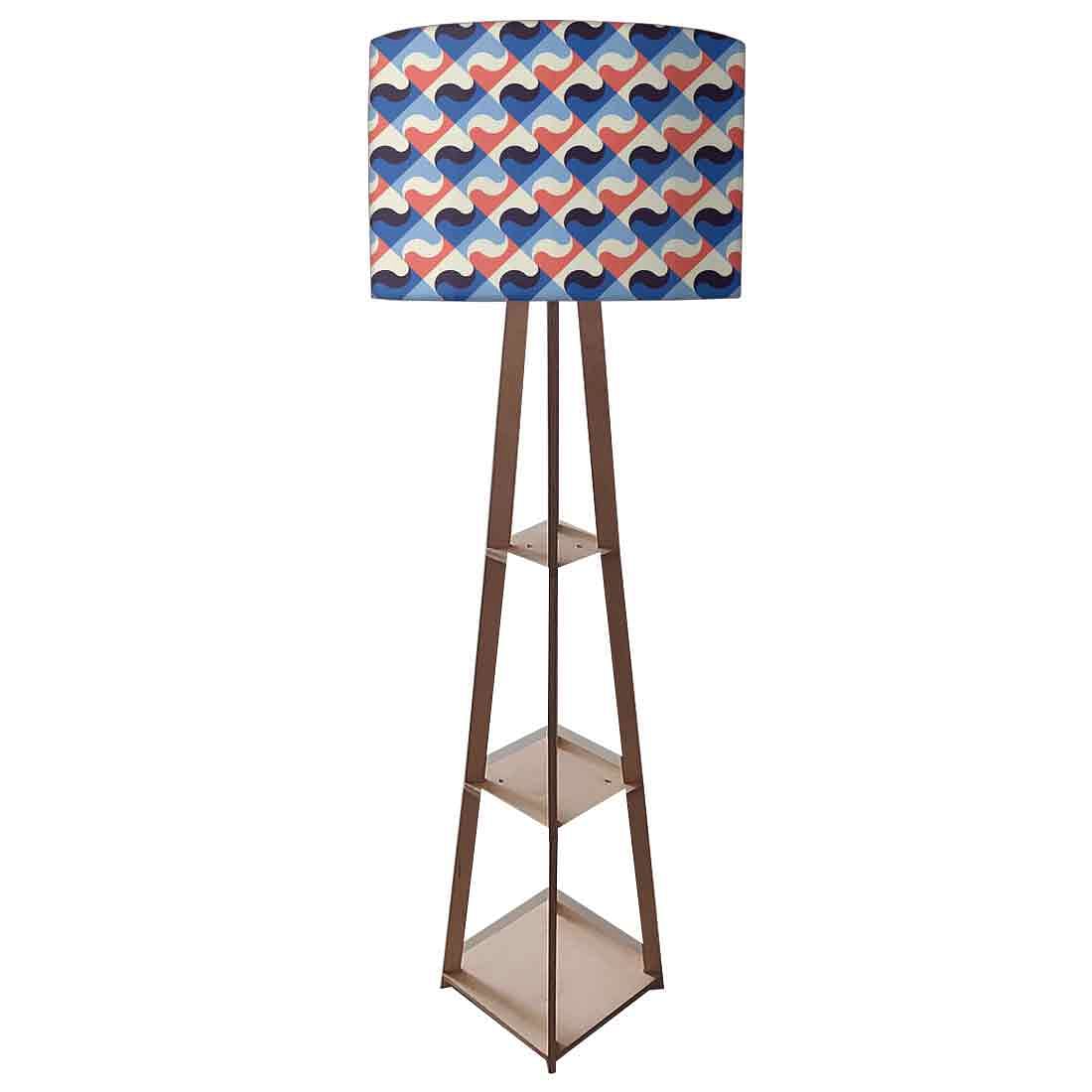 Wooden Corner Lamps with Shelves - Retro Circle Pattern - Image 4