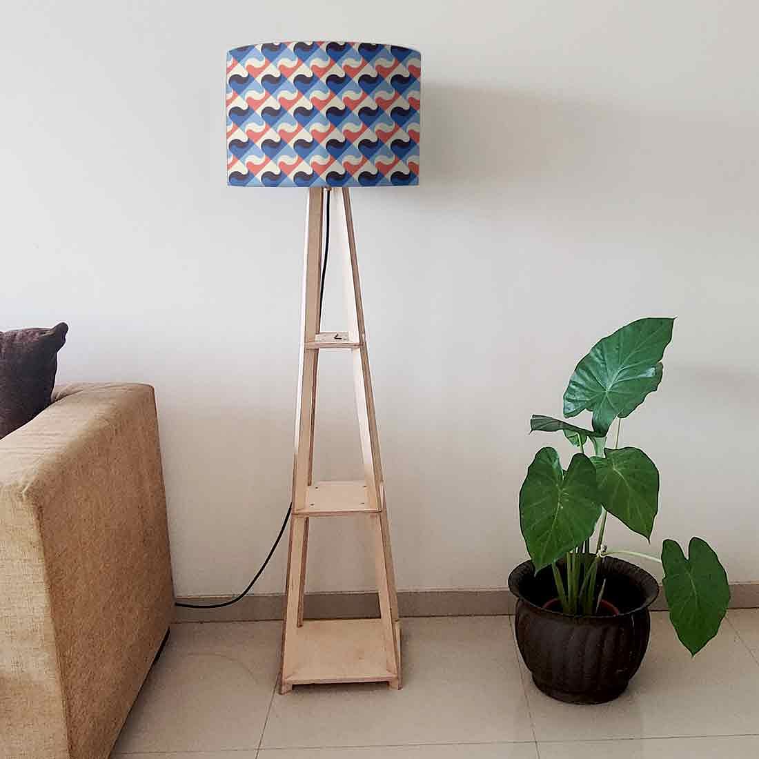 Wooden Corner Lamps with Shelves - Retro Circle Pattern - Image 6