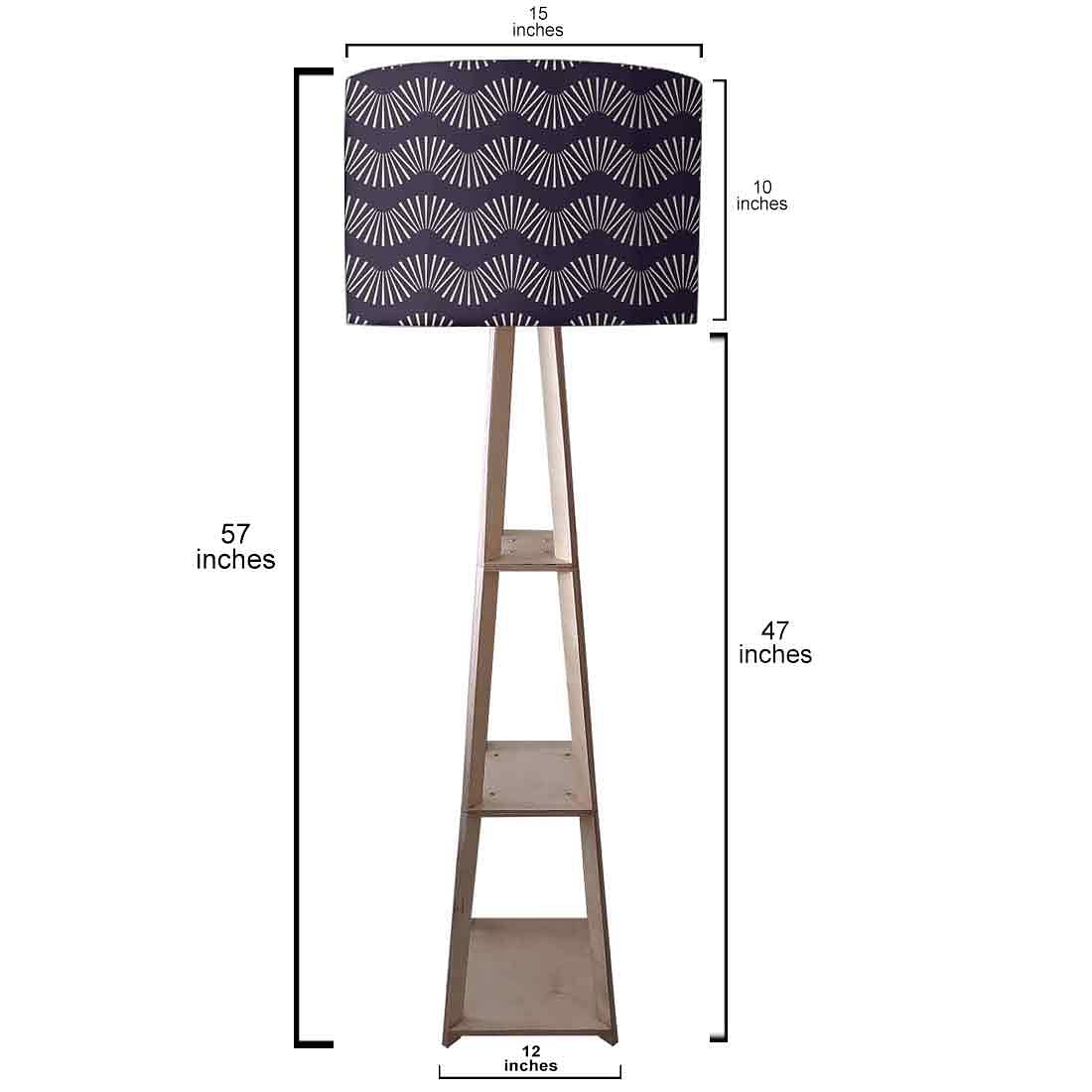 Wooden Floor Lamp with Shelf for Bedroom - Retro Pattern - Image 3