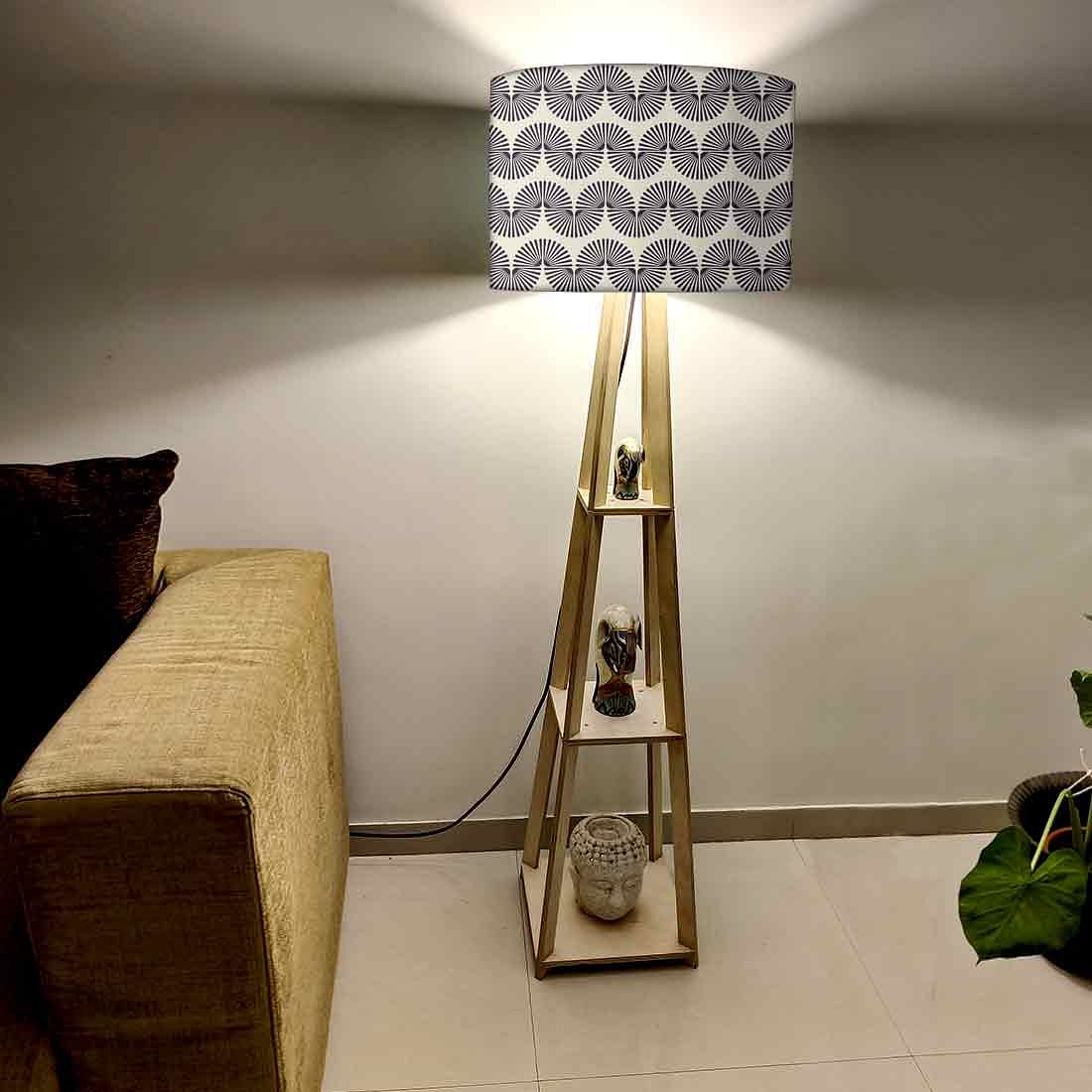 Floor Lamp with Shelves - Green Purple Mermaid Watercolor - Image 2