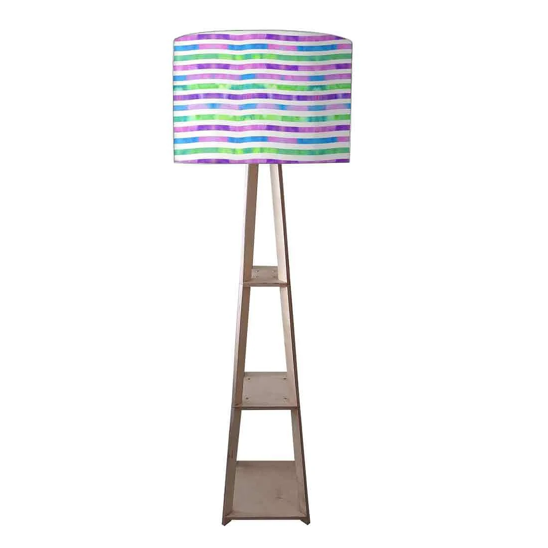 Shelf Tripod Floor Lamp - Multicolor Mermaid Watercolor