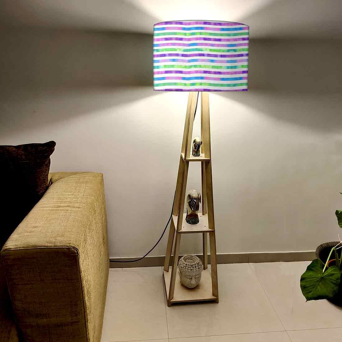Shelf Tripod Floor Lamp - Multicolor Mermaid Watercolor - Image 2