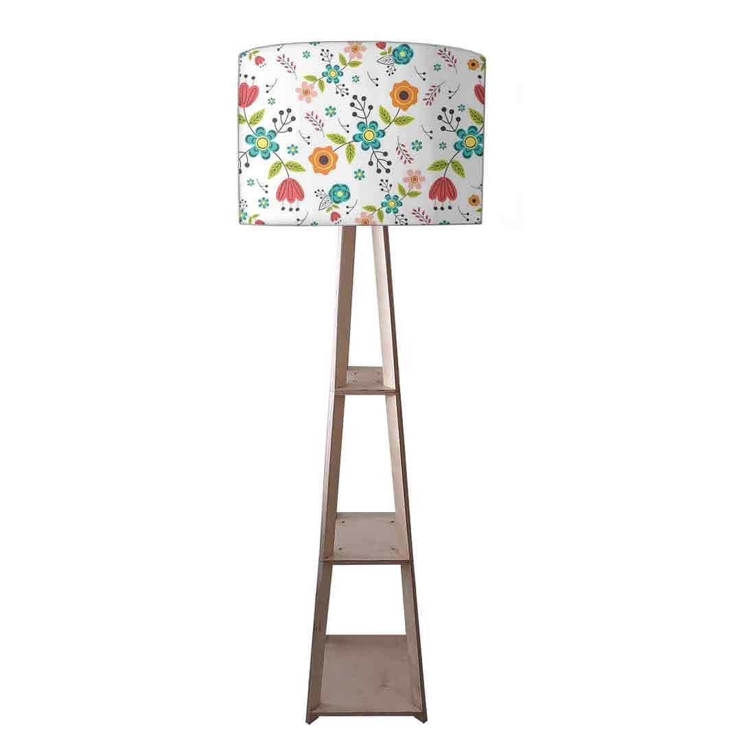 Tall Wooden Standing Lamps  -   Colorful Flower Collection