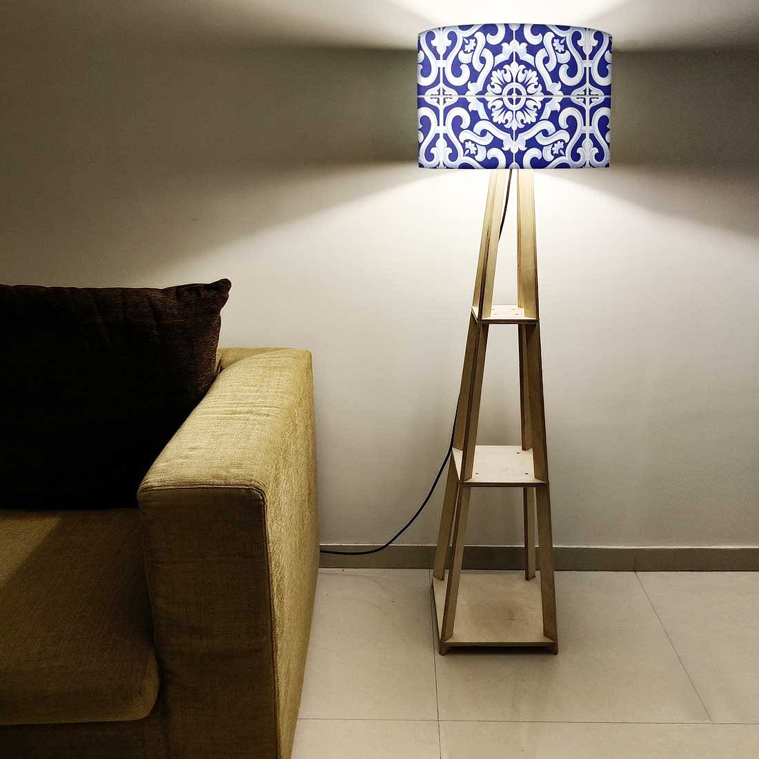 Blue Wooden Floor Lamps For Living Room - Blue Tiles - Image 2