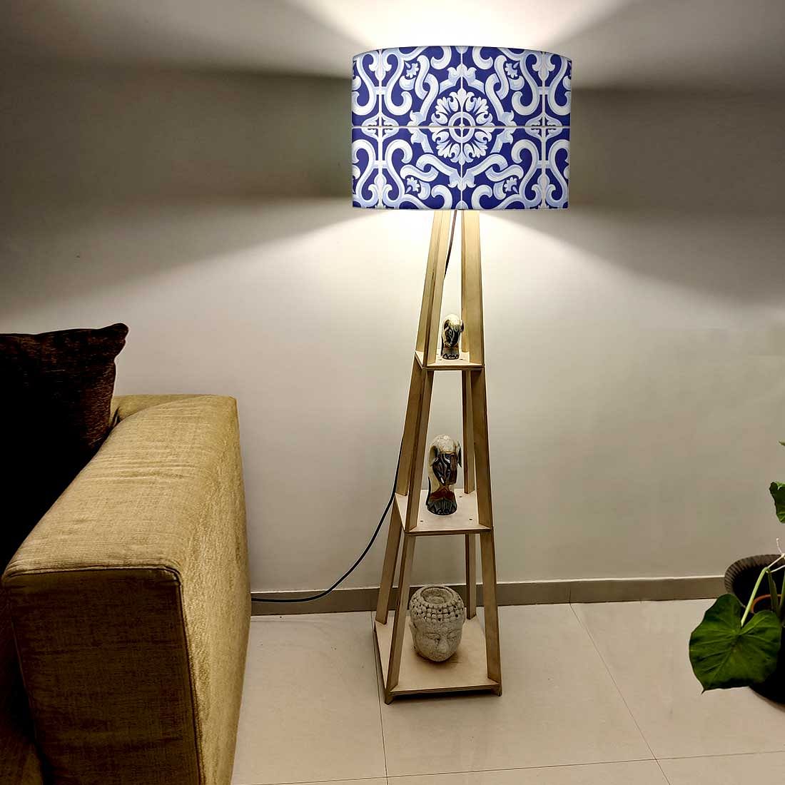 Blue Wooden Floor Lamps For Living Room - Blue Tiles - Image 4