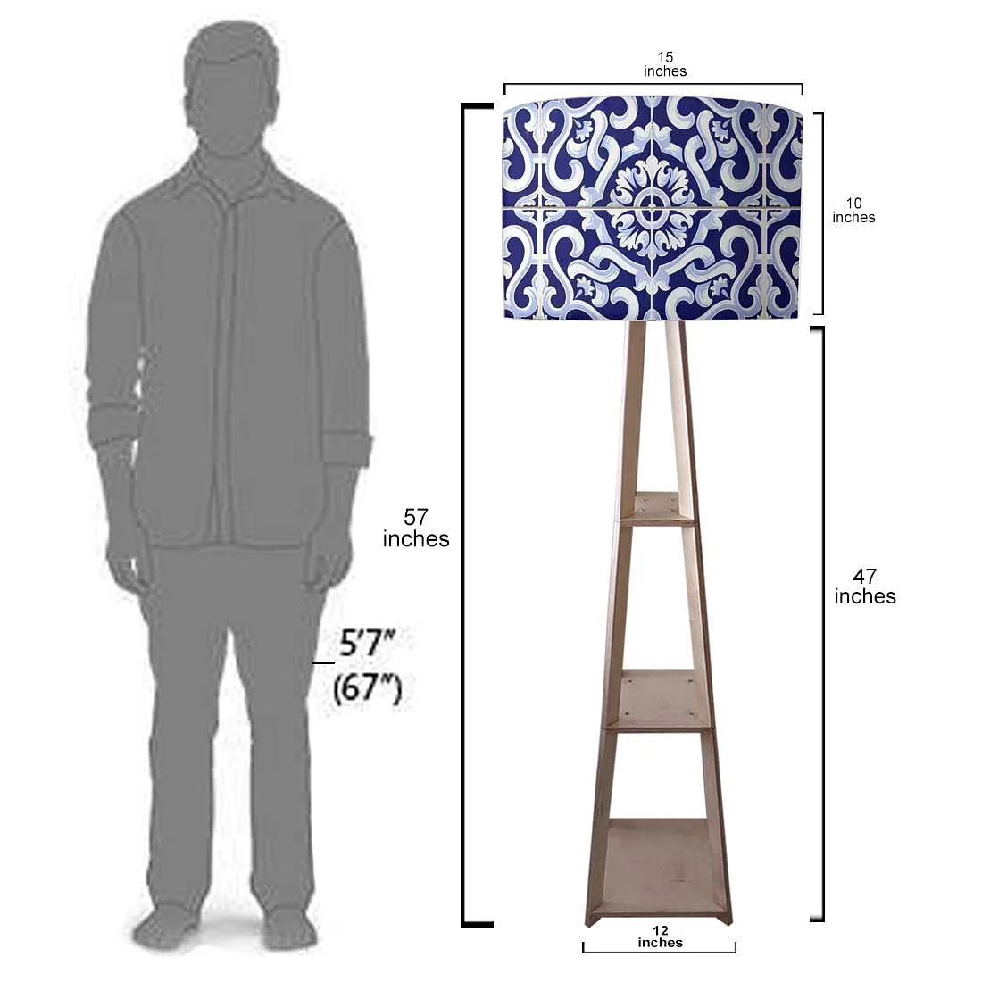 Blue Wooden Floor Lamps For Living Room - Blue Tiles - Image 7