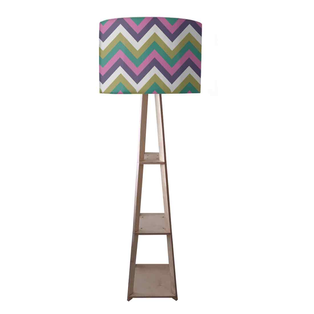 Purple Tripod Corner Wooden Floor Lamps