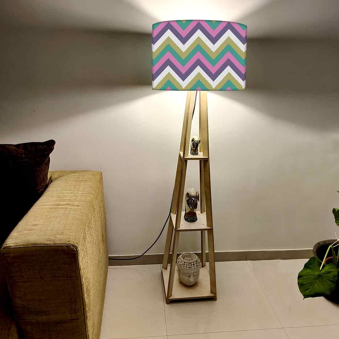 Purple Tripod Corner Wooden Floor Lamps - Image 2