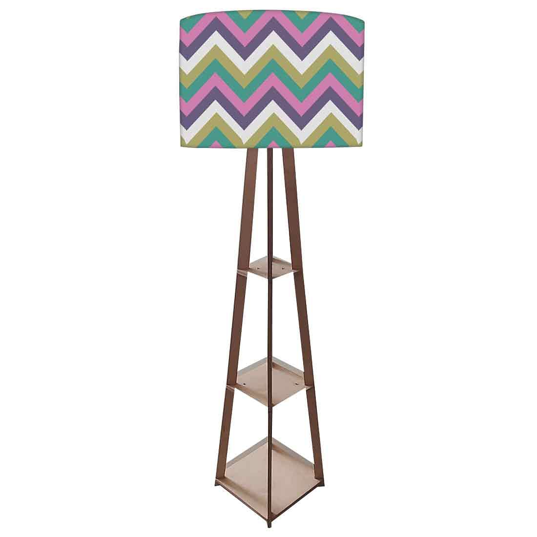 Purple Tripod Corner Wooden Floor Lamps - Image 4