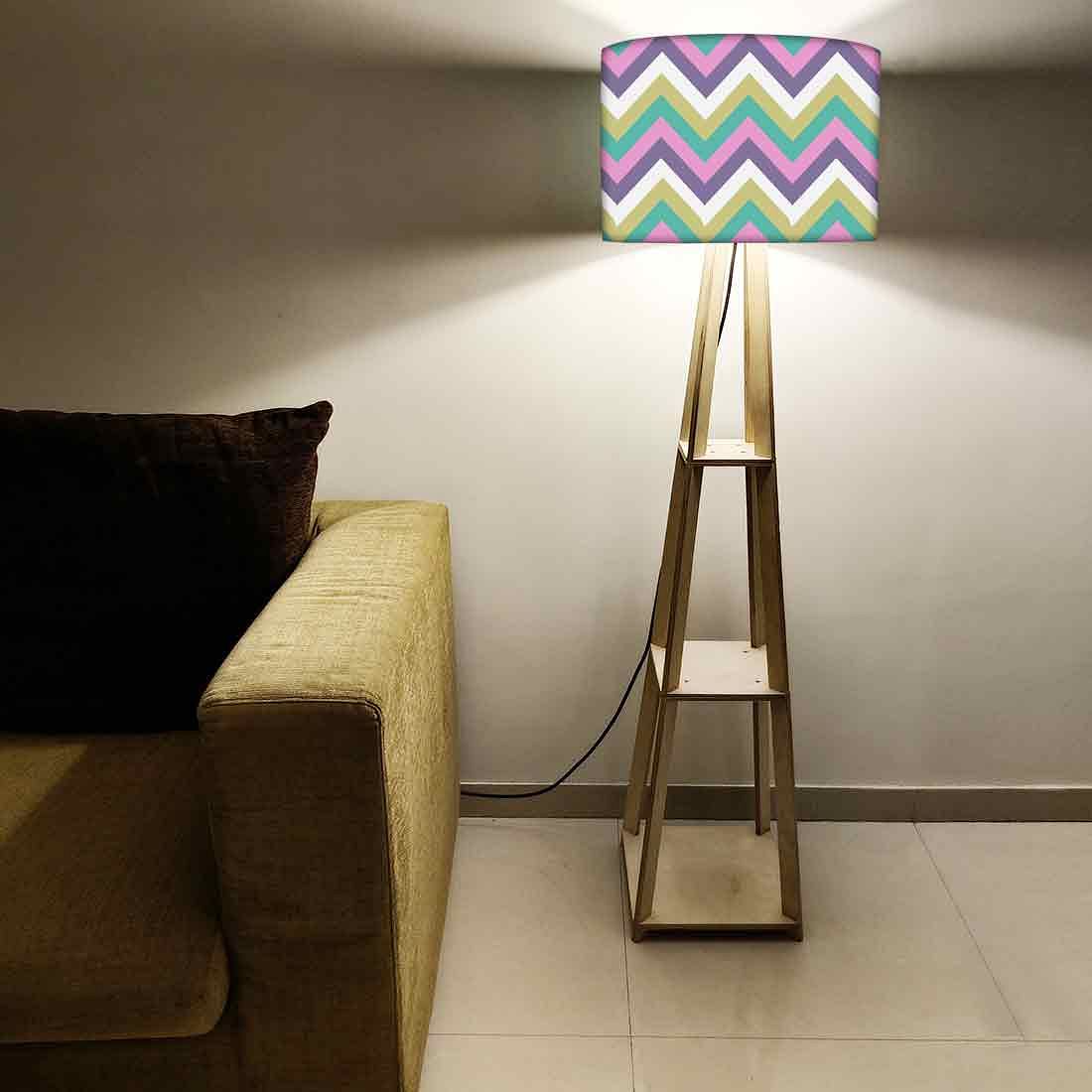 Purple Tripod Corner Wooden Floor Lamps - Image 5