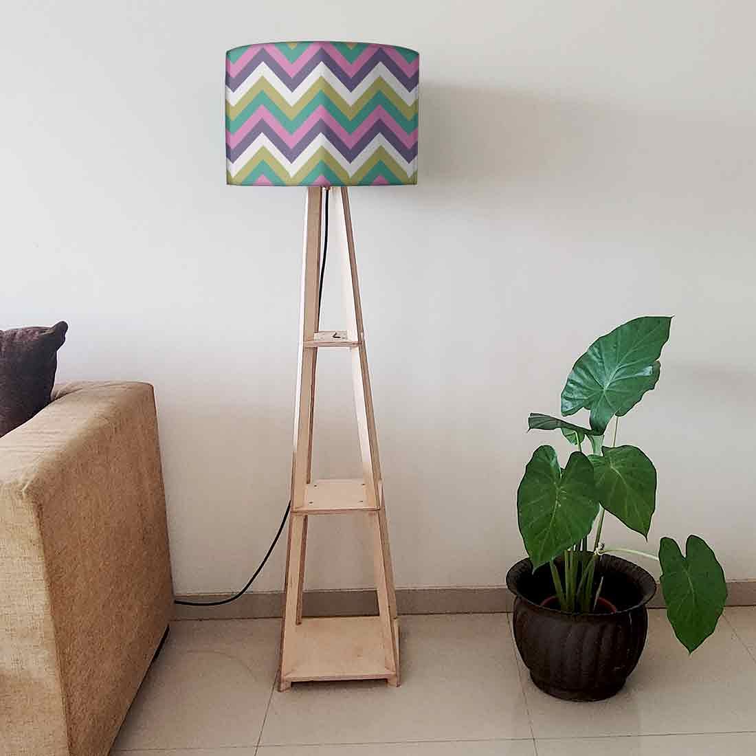 Purple Tripod Corner Wooden Floor Lamps - Image 6
