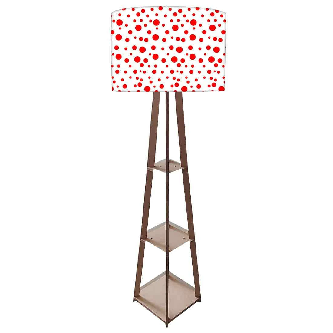 Large Wooden Floor Lamp - Red Polka Dots - Image 4