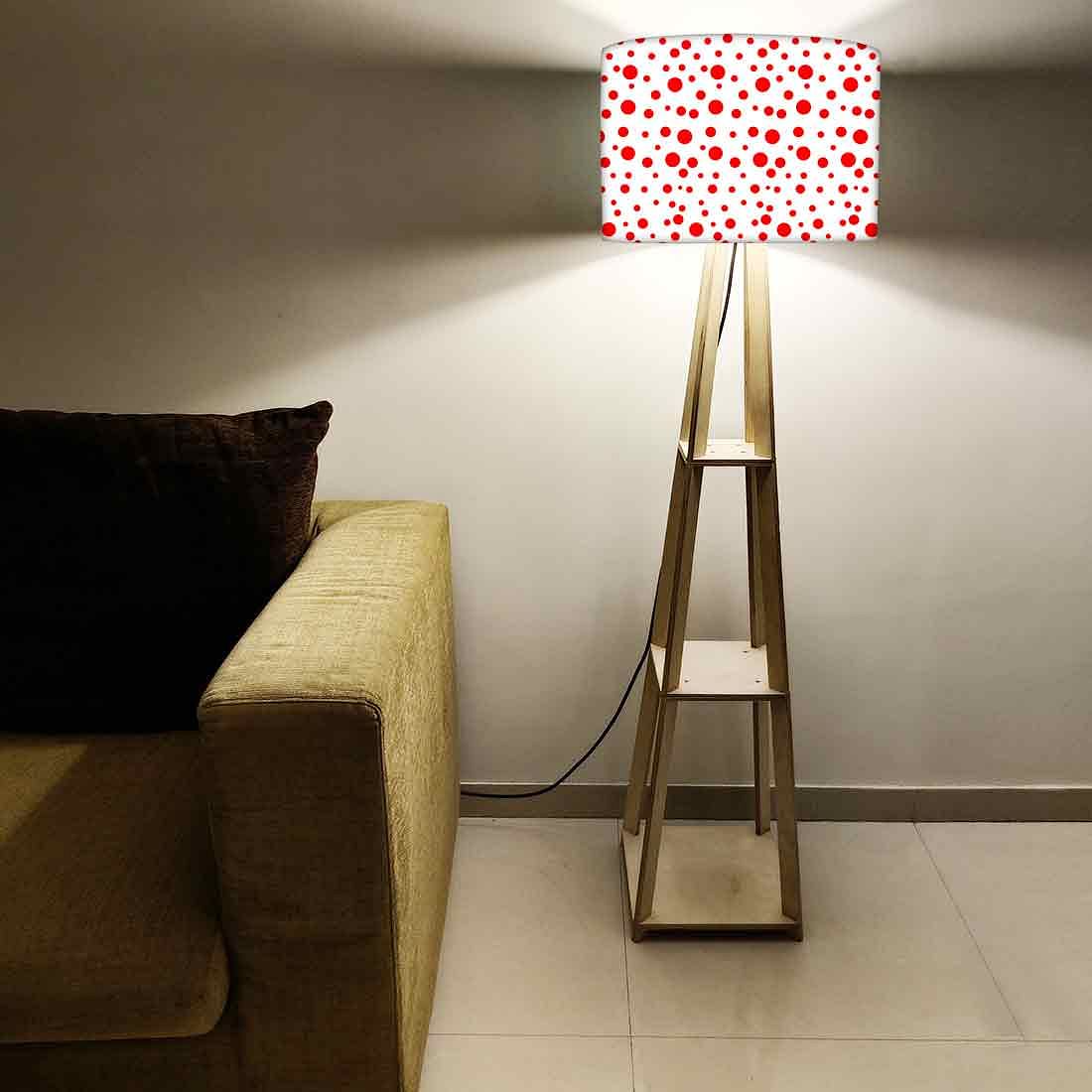 Large Wooden Floor Lamp - Red Polka Dots - Image 5