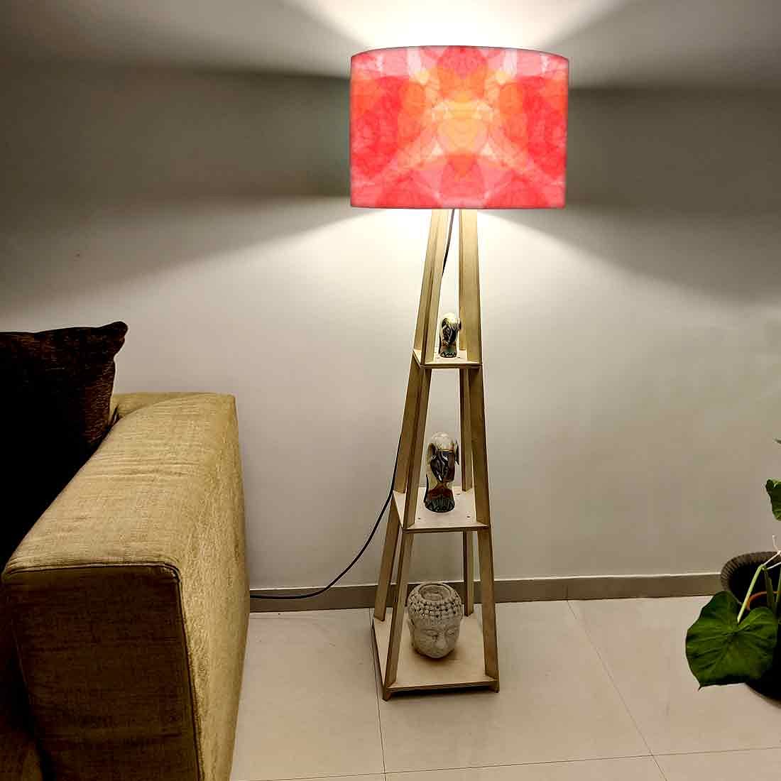 Wooden Corner Lamps with Shelves for Bedroom Light - Red Sun - Image 2