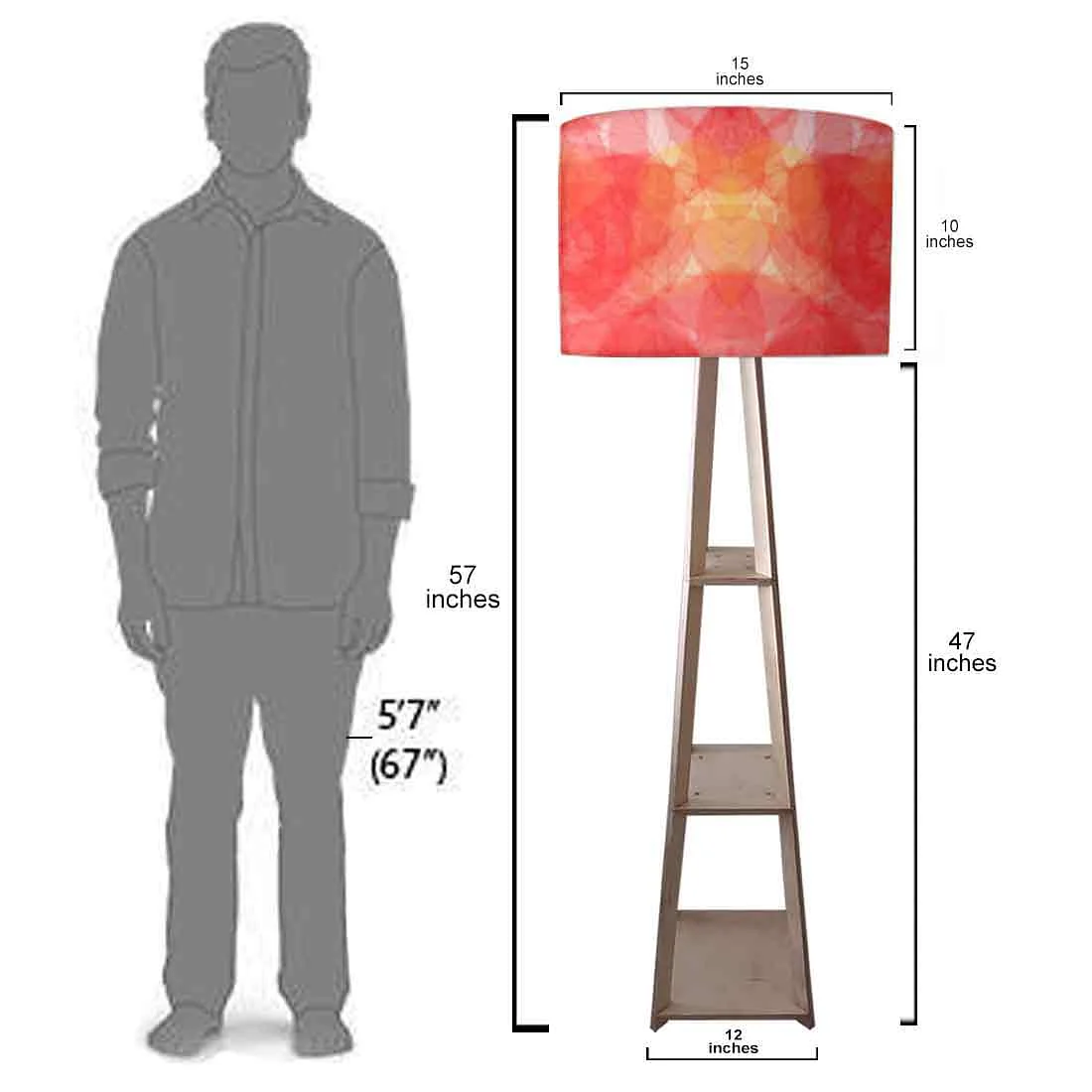 Wooden Corner Lamps with Shelves for Bedroom Light - Red Sun - Image 7