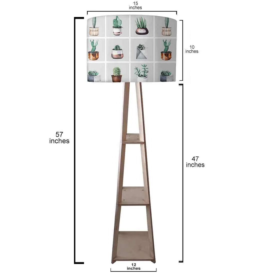 White Floor Lamp with Shelves for Bedside Light - Cute Cactus Pots - Image 3