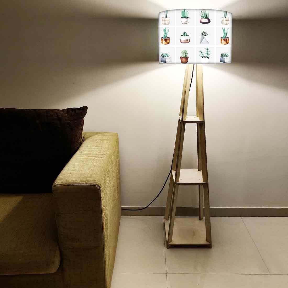 White Floor Lamp with Shelves for Bedside Light - Cute Cactus Pots - Image 5