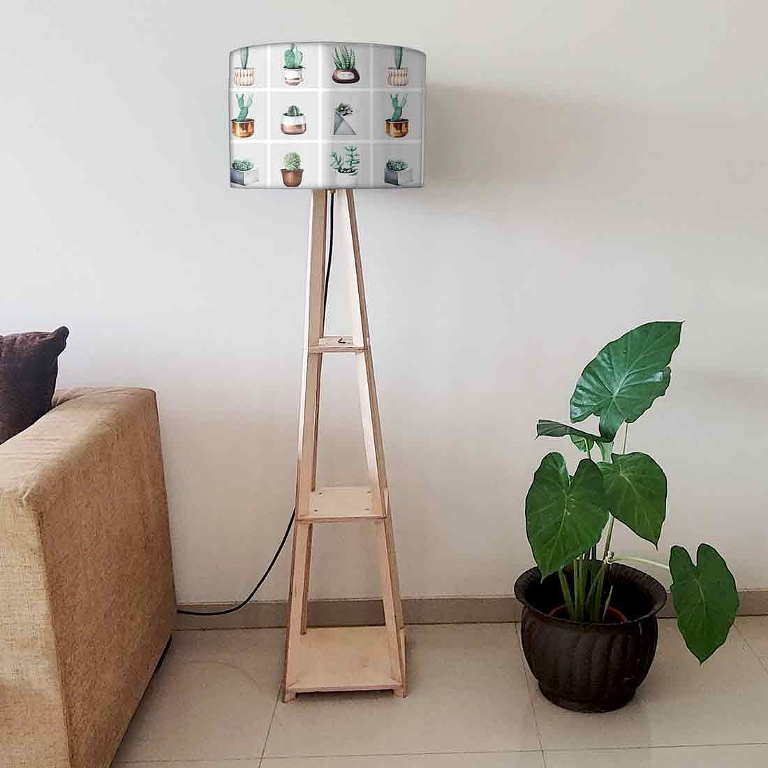 White Floor Lamp with Shelves for Bedside Light - Cute Cactus Pots - Image 6