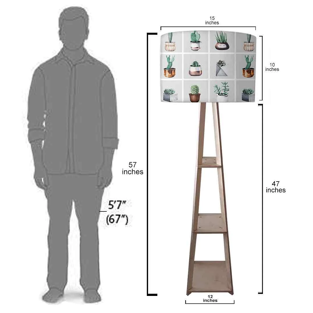 White Floor Lamp with Shelves for Bedside Light - Cute Cactus Pots - Image 7