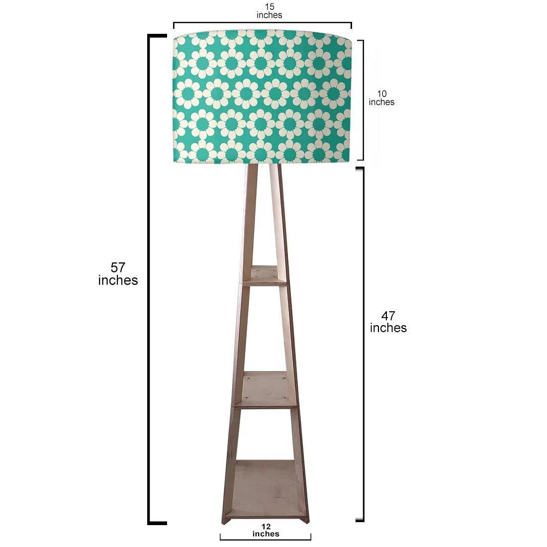 Wooden Tripod Floor Lamp - Teal Patterns - Image 3