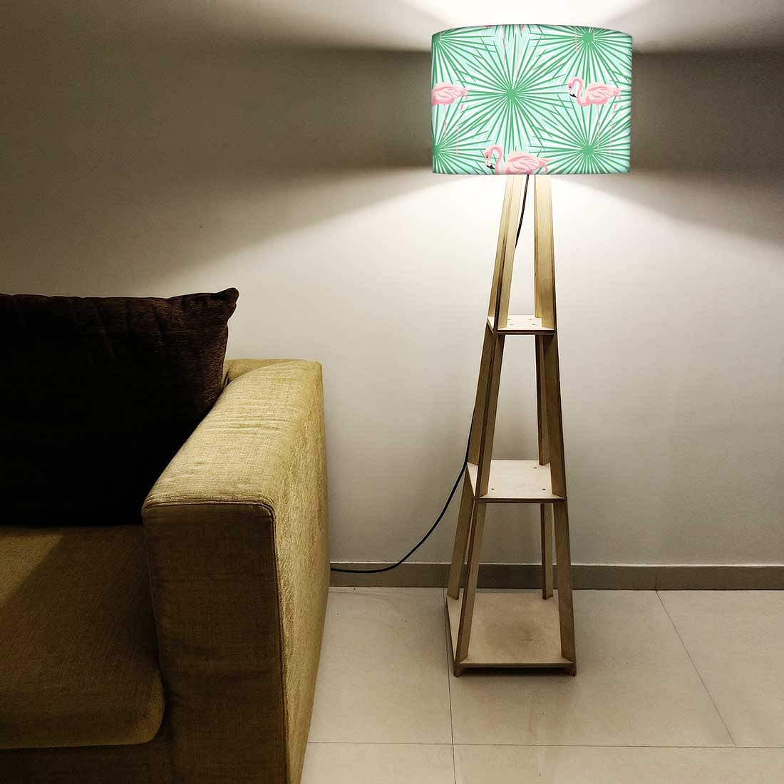 Wooden Floor Lamp for Living Room - Flamingo Green Leaves - Image 6
