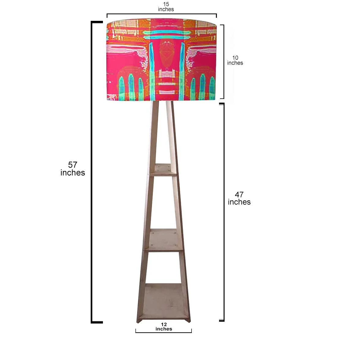 Standing Wooden Tripod Light - Pink Abstract - Image 3