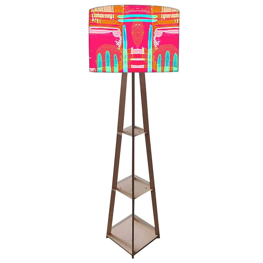 Standing Wooden Tripod Light - Pink Abstract - Image 4