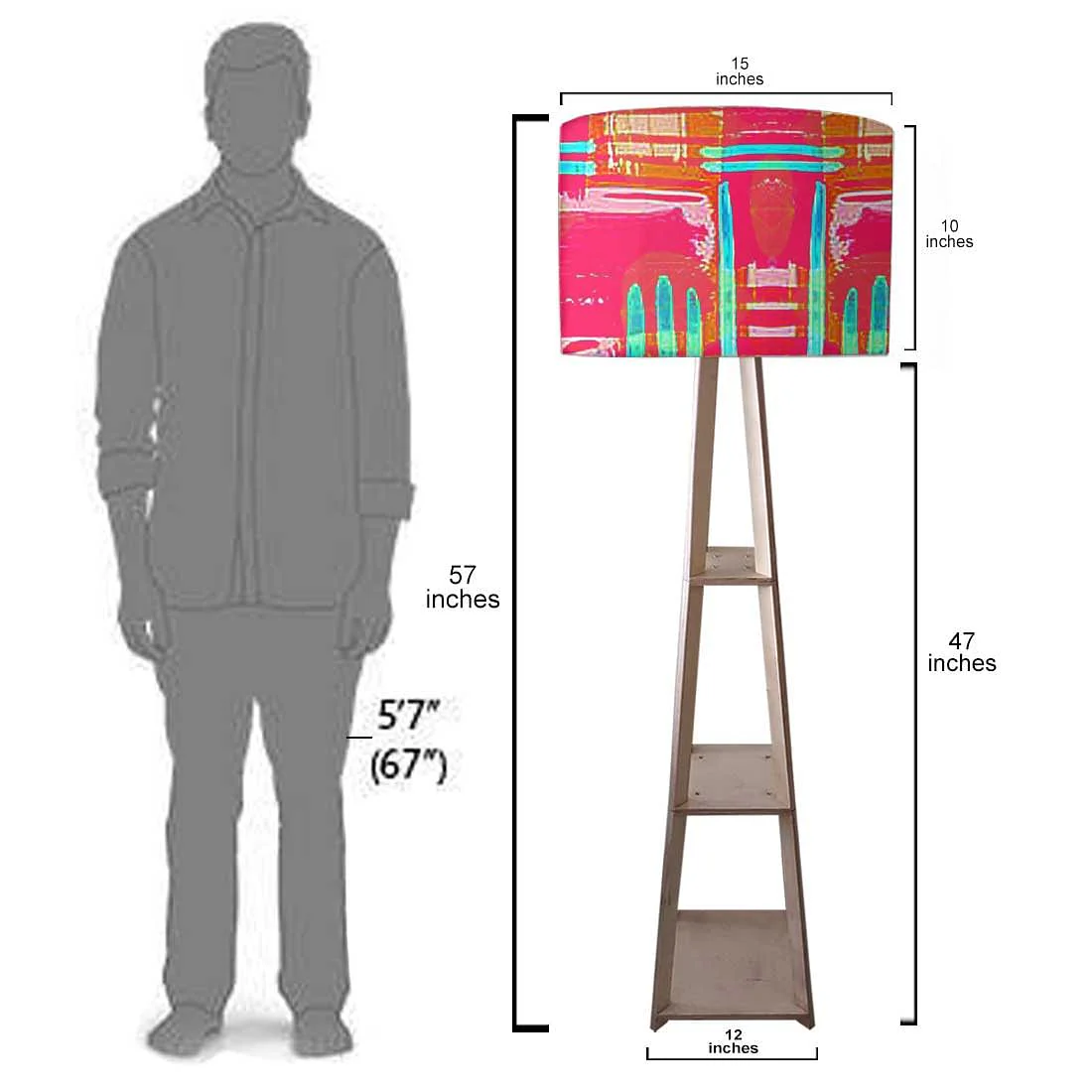 Standing Wooden Tripod Light - Pink Abstract - Image 7