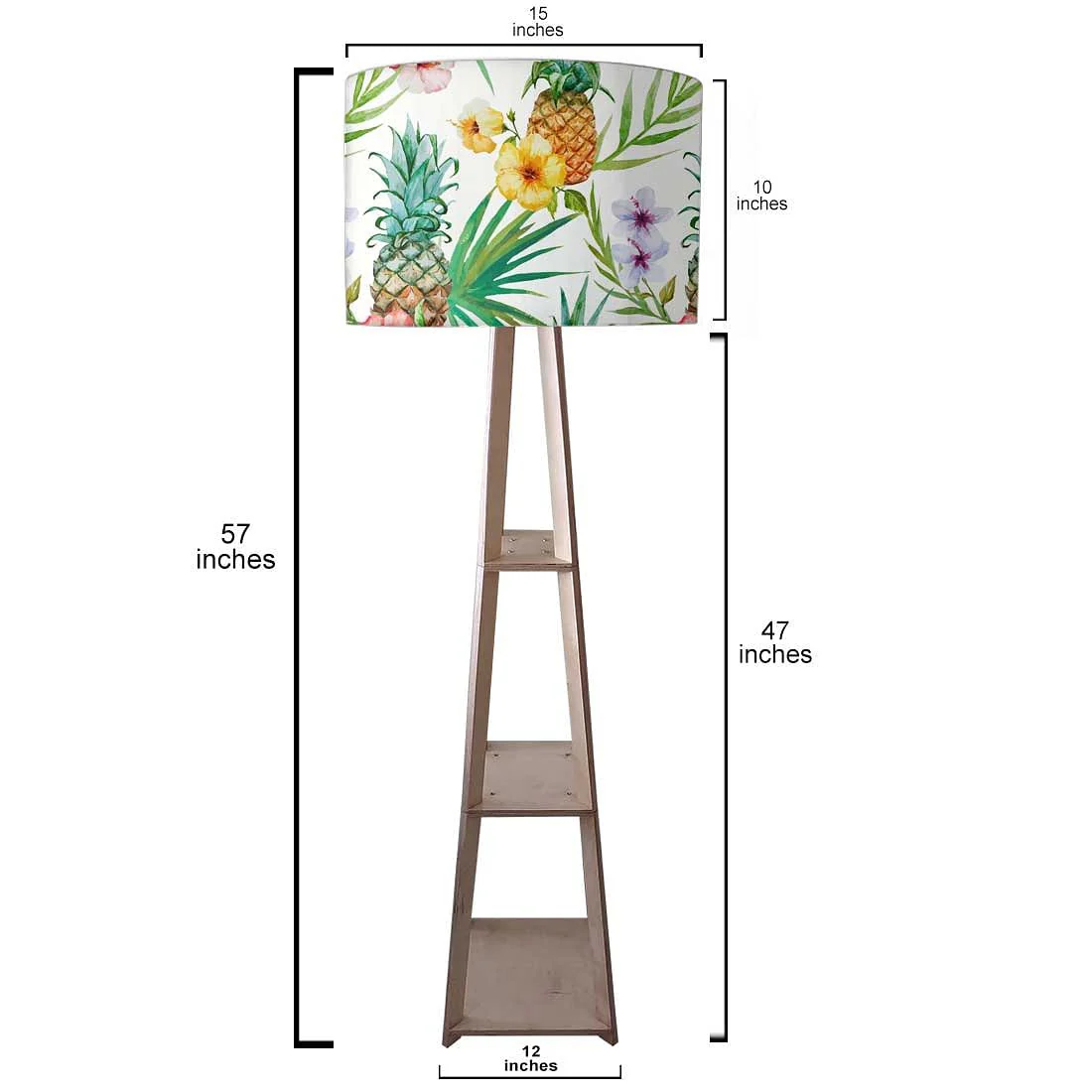 Bedroom Reading Lamp Floor Wooden with Shelf  - Fruits Floral - Image 3