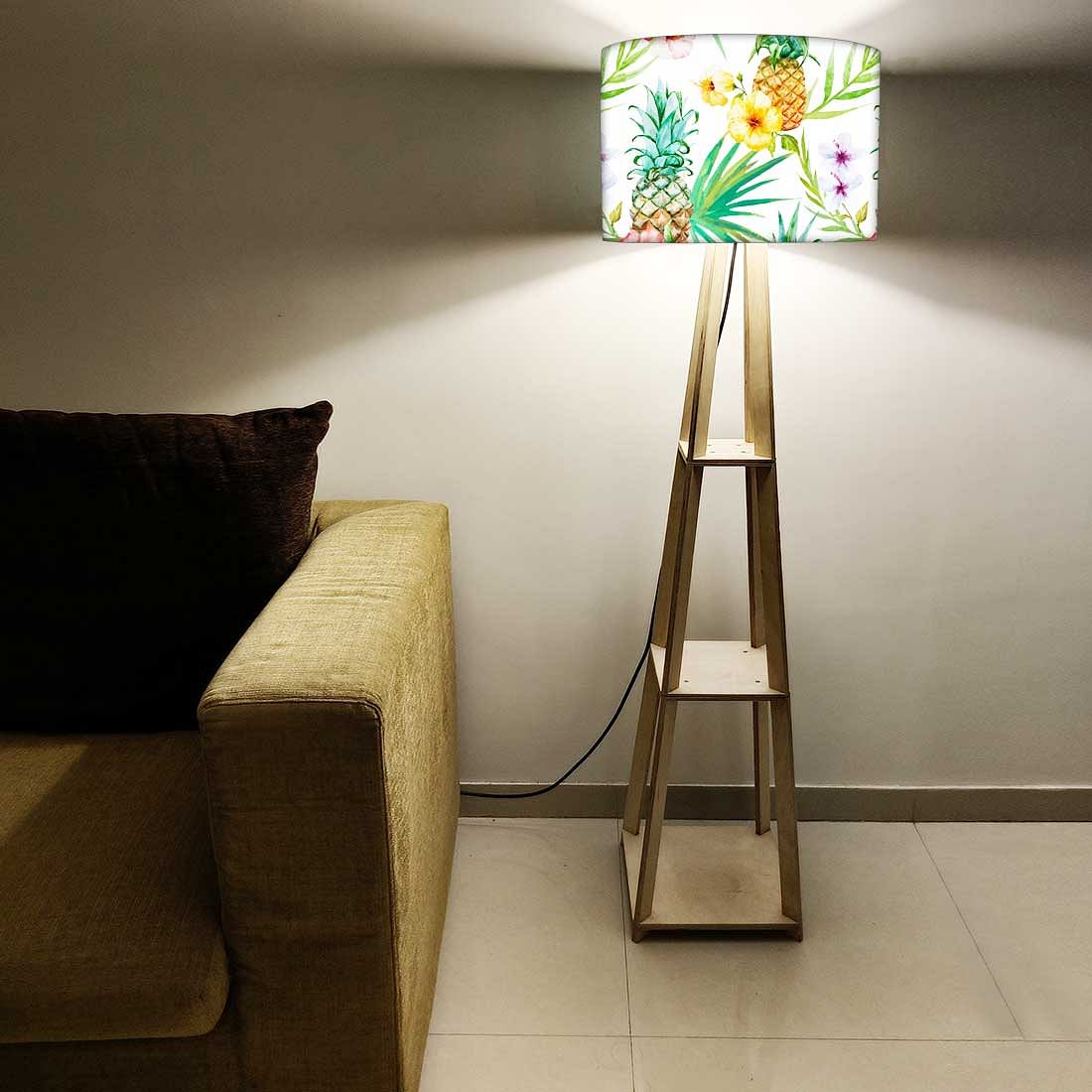 Bedroom Reading Lamp Floor Wooden with Shelf  - Fruits Floral - Image 5