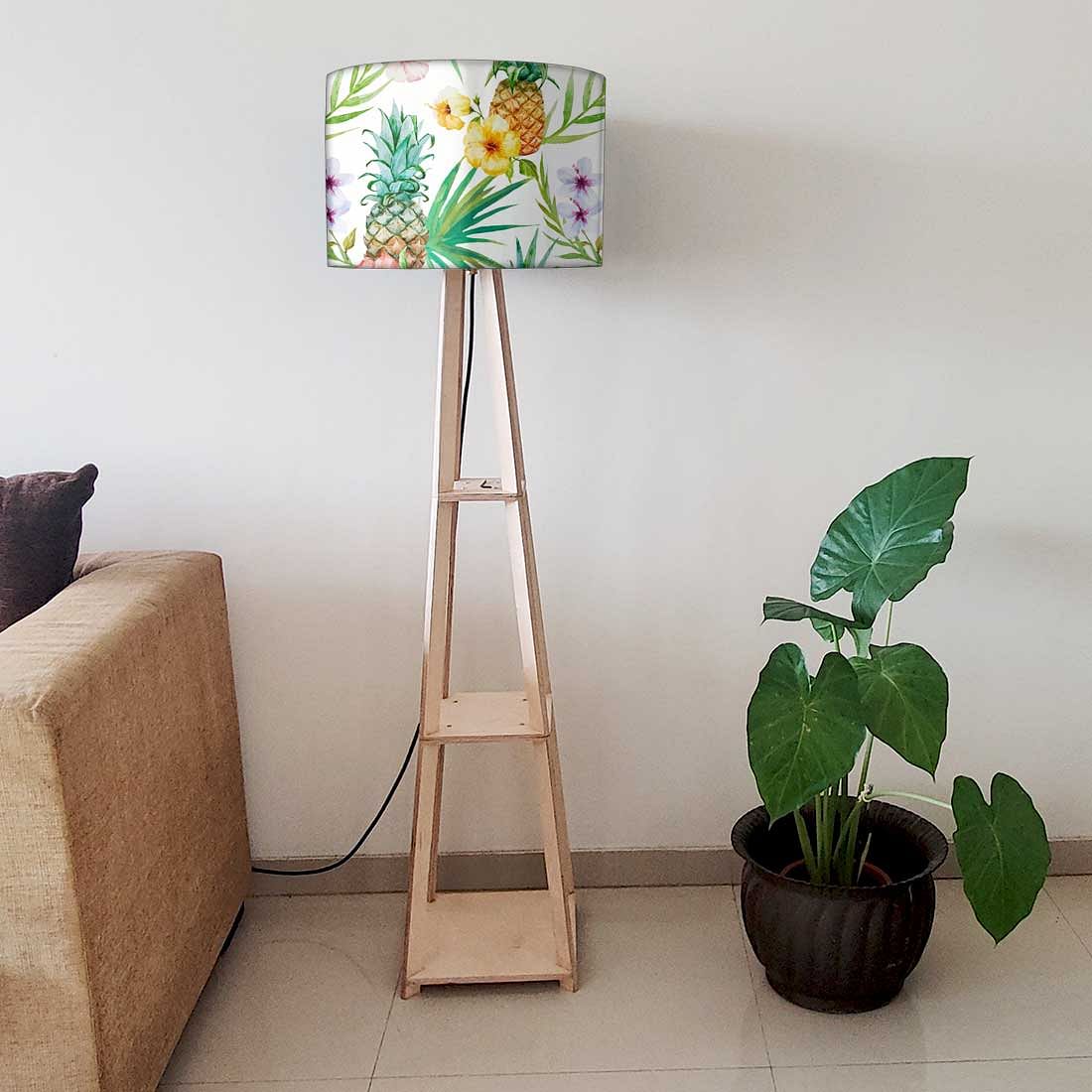Bedroom Reading Lamp Floor Wooden with Shelf  - Fruits Floral - Image 6
