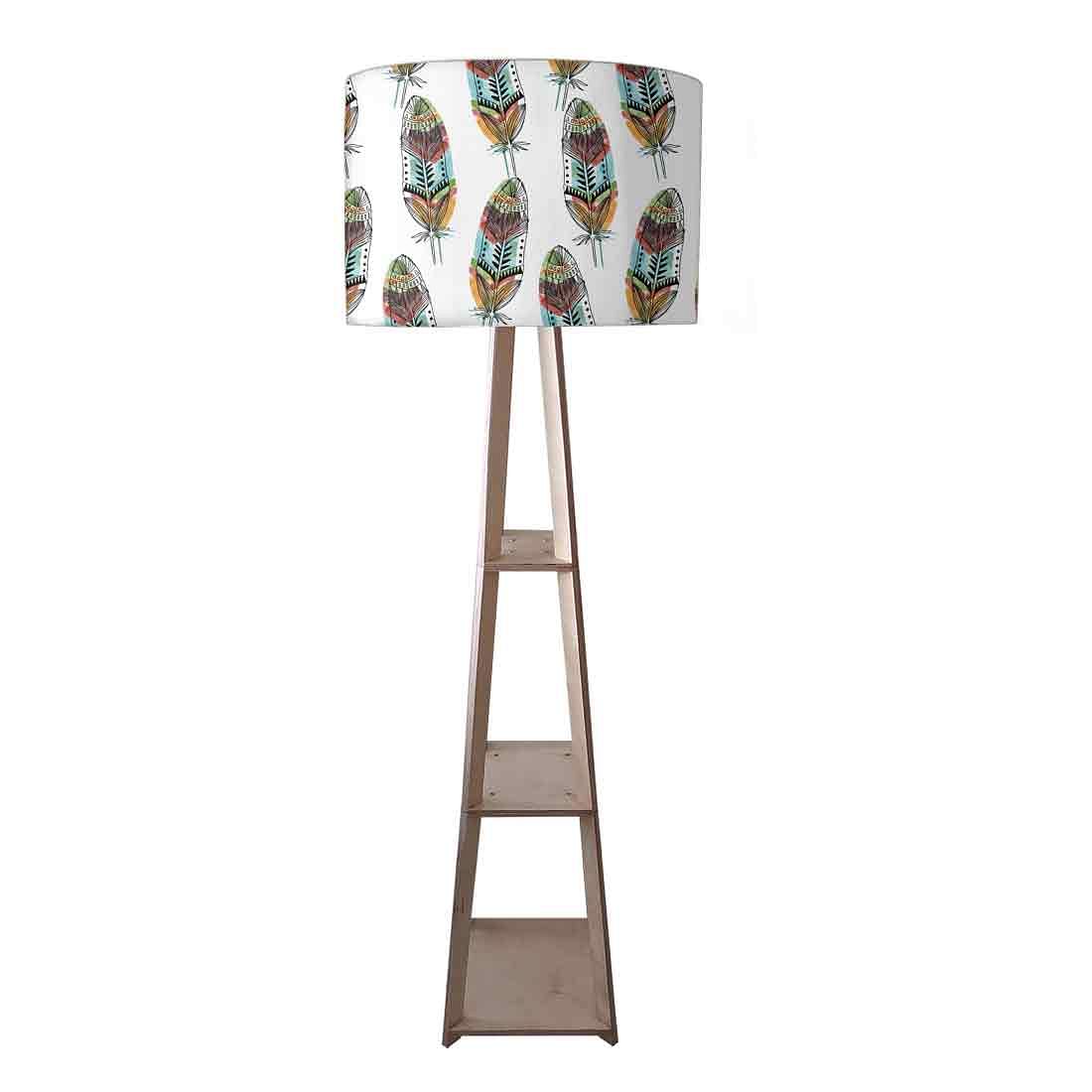 Wooden Floor Lamps Homecentre with Shelves - Feathers