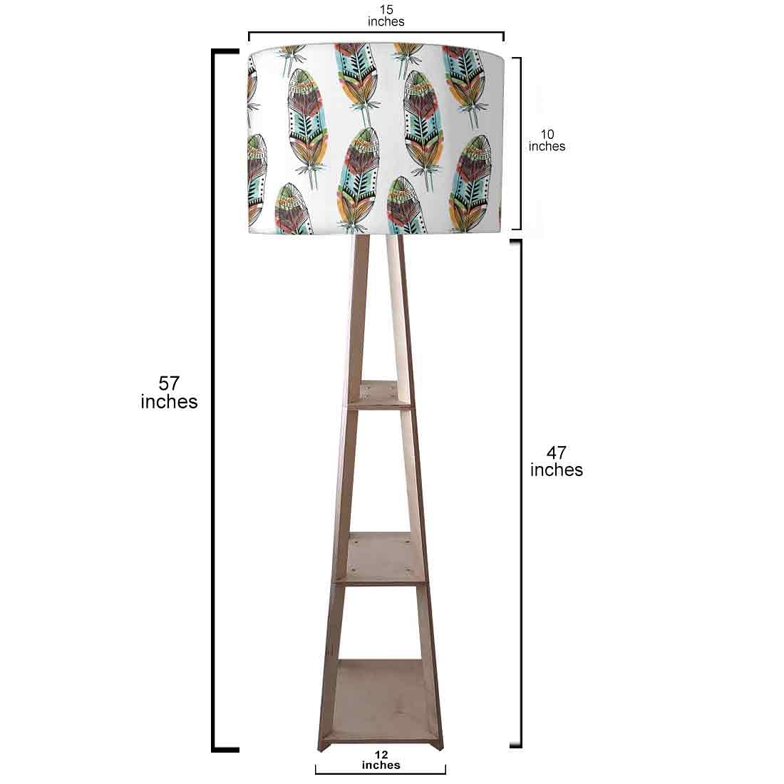 Wooden Floor Lamps Homecentre with Shelves - Feathers - Image 3